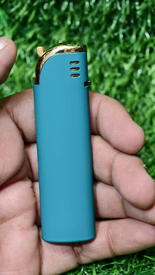 JGG Jain Gift Gallery Flameless Small Pocket Camping Chrome Plain Design Lighter with Fluid and Flame Adjustment Windproof,Stylish Premium for Unisex Indoor,Outdoor,Gifting- Set of 1 Pocket Lighter(Blue)