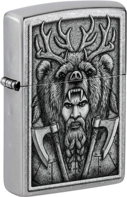 ZIPPO Barbarian Design Street Chrome Windproof Lighter Pocket Lighter(Silver)