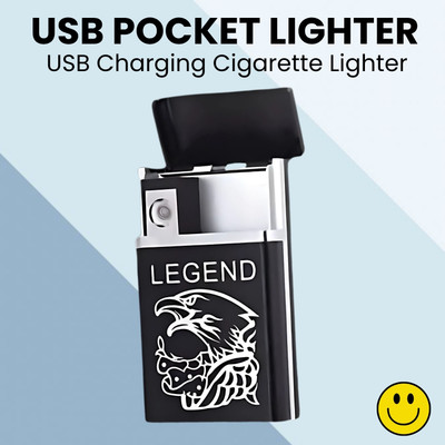 SACRO USB Rechargeable Lighters With Cigarette Case & Friendly Pocket Size LighterQ1 USB Rechargeable Lighters With Cigarette Case & Friendly Pocket Size LighterA1 Pocket Lighter(Black)