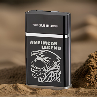 FRONY 37L_Legend lighter USB Rechargeable Eagle Legend Slide Lighter Pocket Lighter(Black)