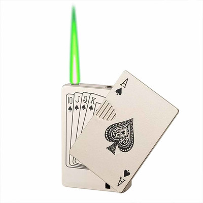 Point Zero Refillable Side Slider Card Ikka Cigarette Lighter Windproof Lighter Jet Flame Good quality and good design Pocket Lighter(Silver)