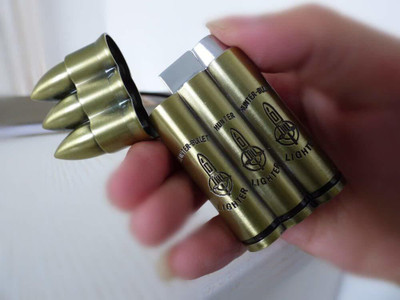 Shreevi Groups Triple look Bullet Pocket Lighter Bullet shape Cigarette Lighter (Gold) Pack of 1 Pocket Lighter(Gold)