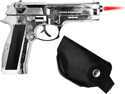 Mezire ™ 608 Silver Pistol Lighter Gas Shaped Barrel Metal Body Pull Back System Steel Gas Lighter(Silver, Pack of 1)