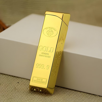 WBD Gold Bar Lighter Refillable Butane Gas System Metal Body & Cigarette Cigar Gold Bar Pocket Lighter Pocket Lighter(Gold)