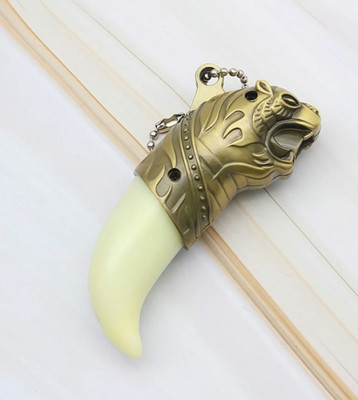 Shyam Sarowar Gold Tiger Head Gas Lighter Refillable without Gas Pocket Lighter(Gold & Cream)