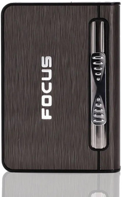 VIOVI FOCUS Long Cloud Grey Cigarette Case with Inbuilt Lighter I Ideal for 84mm King Size 10 pcs Cigarette Pocket Lighter(Grey)