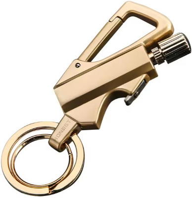 Iris Grape ® Honest Keychain Multitools Flint Metal Matchstick FireStarter,Bottle Opener Honest Match Stick Lighter Multi-function Key Ring Portable Metal Keychain Pocket Lighter(Golden)