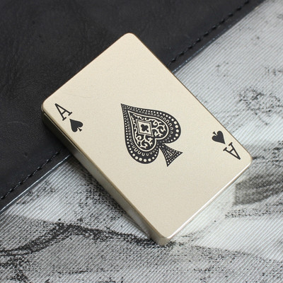 JGG Jain Gift Gallery TASHH LIGHTER_new Creative Poker Shape Windproof Direct Injection Metal Gas Pocket Lighter(Gold)