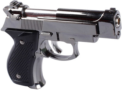 BIKRIFY meesa 9 mm Pistol Gun Shaped Cigarette Lighter Beretta Gun Design Size With Adjustable Flame Feature Pocket Lighter Pocket Lighter(Silver)