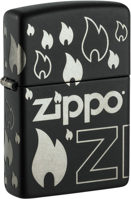 ZIPPO Design Black Matte with Chrome Windproof Lighter Pocket Lighter(Black)