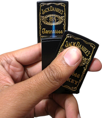 Goofy Giftings Jack Daniel's Black Lighter – Windproof Jet Flame with fuel All Purpose JD golden lighter Pocket Lighter(Black)