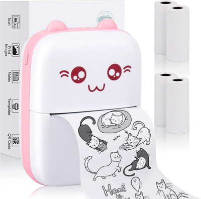 FREAKERS Mini Bluetooth Thermal Printer,Portable Label Printer with 1 printing paper roll Pocket Printer