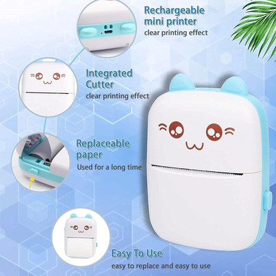 TECHEL Portable Mini Printer Bluetooth 2 roll xdf12 camera
