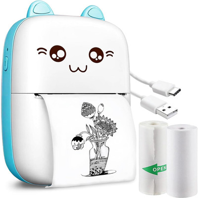 Wembley Kitty Themed Thermal Mini Bluetooth Printer for Kids Rechargeable Printer Mini Bluetooth Printer