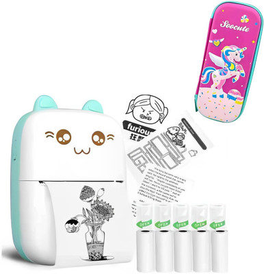 Premio Coppex Mini Bluetooth Thermal Printer+FREE Unicorn Box Mini Bluetooth Thermal Printer, Portable Label Printer Inkfree Printer