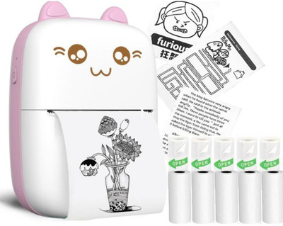 EVAAENTERPRISES mini pink printer with Bluetooth connector and thermal charging POCKET PRINTER