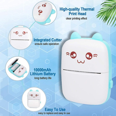 ASTOUND Instant Printing Mini Thermal Printer Inkless Bluetooth Thermal Printer