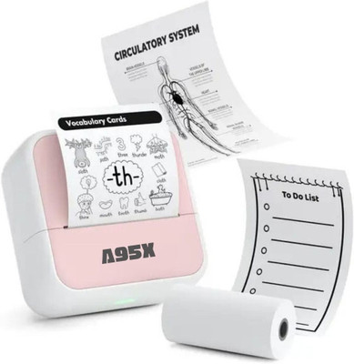 Wolcentra E95A 58mm Receipt + Label Thermal Bluetooth Printer with 5 Pcs Thermal Roll Mini printer