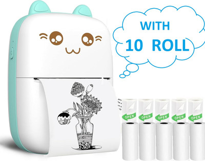 UK Enterprise Label Thermal Bluetooth Printer with 10 Pcs Thermal Roll Portable Label Printer Pocket Mobile Printer