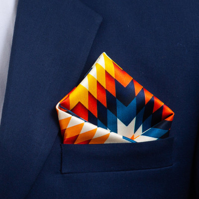 To The Nines Geometric Print Satin Blend Pocket Square