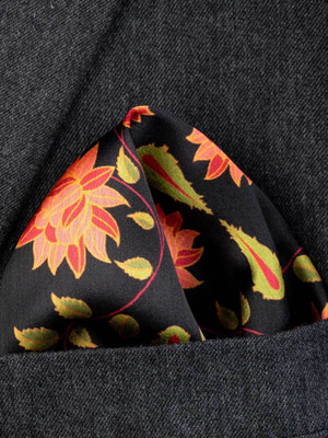 KOLOROBIA Printed Satin Blend Pocket Square