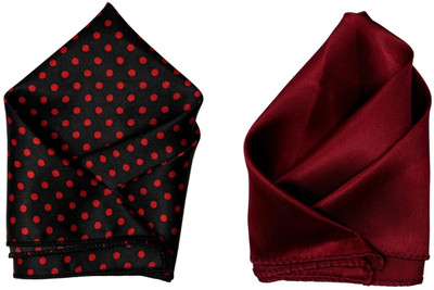 SquareStyle Polka Print, Solid Satin Blend Pocket Square