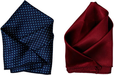SquareStyle Polka Print, Solid Satin Blend Pocket Square
