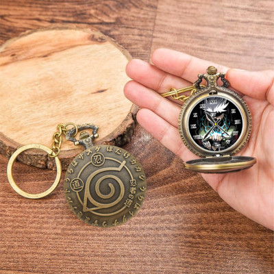 Tiny Tim Printed Dial Kakashi Chidori Vintage Pocket-Watch Gandhi Style Metallic BestGift Key Chain