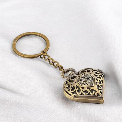 Eli Engraved Heart Shape Vintage key chain Alloy Metal Pocket Watch Chain