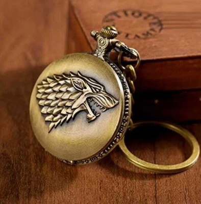 giftiny GAME OF THRONES WOLF Metal Pocket Watch Keychain, Antique Analog Clock Pocket Watch Chain