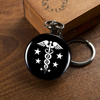 GT Gala Time Doctor Theme Pocket Watch Key Chain Vintage Antique Metallic Gift Key Chain