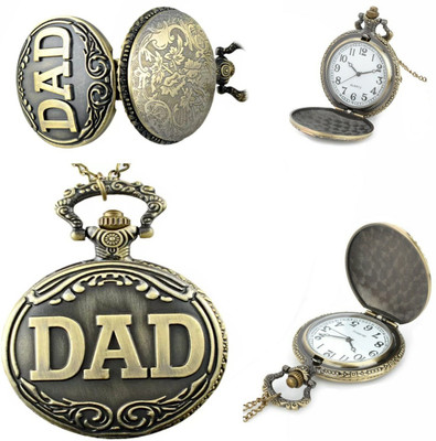 GT Gala Time Analog Roman Number White Dial Dad Embossing Metal Keychain Chrome plated Zinc Alloy Pocket Watch Chain