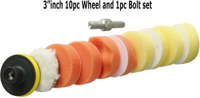 Inditrust 3inch 10pcs Multi type Polishing pad 1pc Adaptor Woolen Polishing Waxing Buffing Pads Wood Polisher(3 inch)