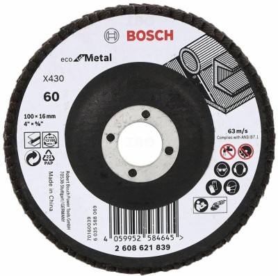 BOSCH 2608621839 BOSCH FLAP DISC 60 GRIT PACK OF 10 Metal Polisher(4 inch)