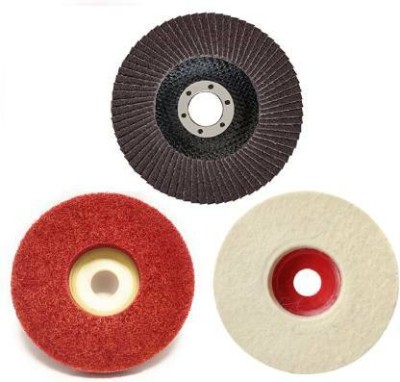 Digital Craft Combo of Abrasive Flap Disc, Non-Woven Felt Buffing Wheel & Nylon Fiber Polish Metal Polisher(4 inch)