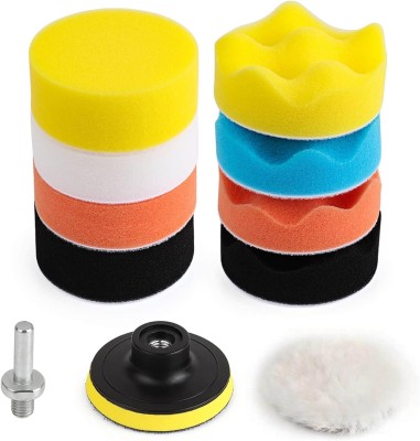 waztex Car Polishing Pad & Hand Buffer Set Cleaning Brush with Drill Adapter(10 Pieces) Vehicle Polisher(4 inch)