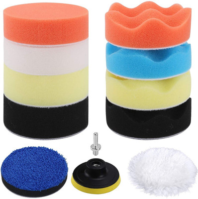 FAINLIST Car Foam Drill Polishing Pad Kit, 3inch Buffing Pads Vehicle Polisher(3 inch)