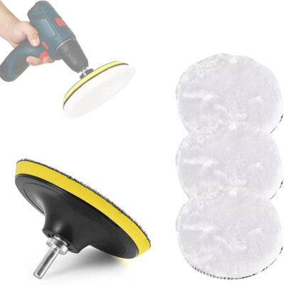 SERPLEX Wool Polishing Pads Buffing Wheel Drill Adapter Synthetic Wool Buffing Pads Universal Drill Attachments Vehicle Polisher(7 inch)