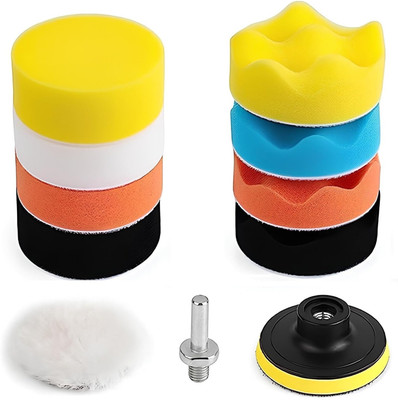 AQUABUCKET Car Foam Drill Buffing Pad, Polishing Pads Kit Car Polishing Pads Sponge And Woolen Polishing Waxing Buffing Pads Kits Vehicle Polisher(3 inch)