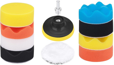 vedvit 3-Inch Car Foam Drill Buffing Pad - 10 Pcs Polishing Kit for Waxing Sanding, Sealing Glaze - Multicolor Sponge Pads Vehicle Polisher(3 inch)