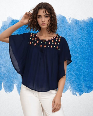 Wingzss Rayon Crepe Blend Poncho