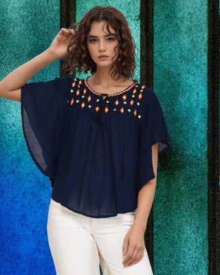 Wingzss Rayon Crepe Blend Poncho