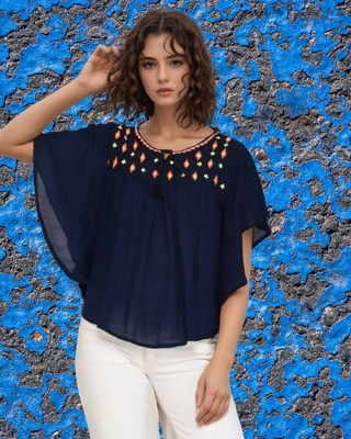 Wingzss Rayon Crepe Blend Poncho