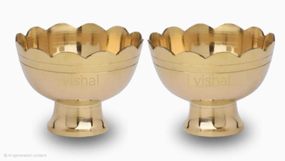 Vishal Murti Puja Bhandar Brass Katori Bowl |Prasad Bowl|Decorative Bowl|Chandhan Kumkum Brass(2 Pieces, Gold)