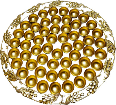 Unity Handicrafts Brass 56 Bhog Plate for Pooja & Festivals – Traditional Decorative Thali Iron(1 Pieces, Gold)