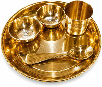 omshivaay Br-Bhog Thali Set PLN 6"(5Pcs) Brass(1 Pieces, Gold)