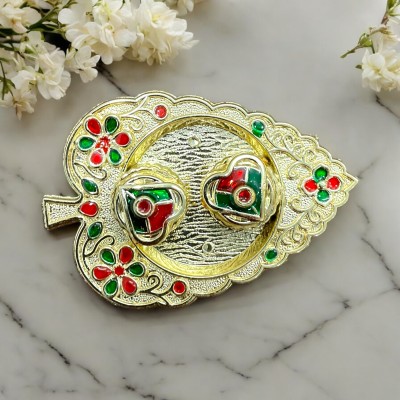 pujahome Golden Tika Platter Akshata/Kumkum/Haldi /Rakhi Pooja Thali Plastic(1 Pieces, Gold)