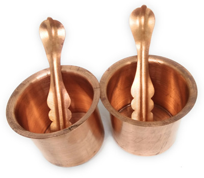 SHUBHDEEP Copper Panchpatra with Anchmani for All Pooja Purpose Copper(4 Pieces, Brown)