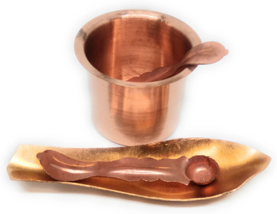 SHUBHDEEP Anchmani and Panchpatra Combo Set for Puja Copper(Brown)