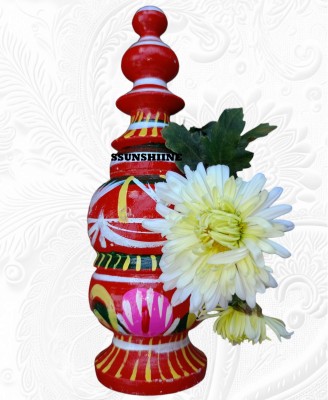 SSunshiine Sindoor Box Wedding festival wooden Gach Kouto 22 cm (small size) Wooden Wooden(1 Pieces, Red, White)